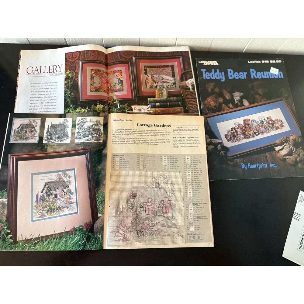 Vintage 1990s Cross Stitch Pattern Booklets Magazines Lot of 18 Needlework